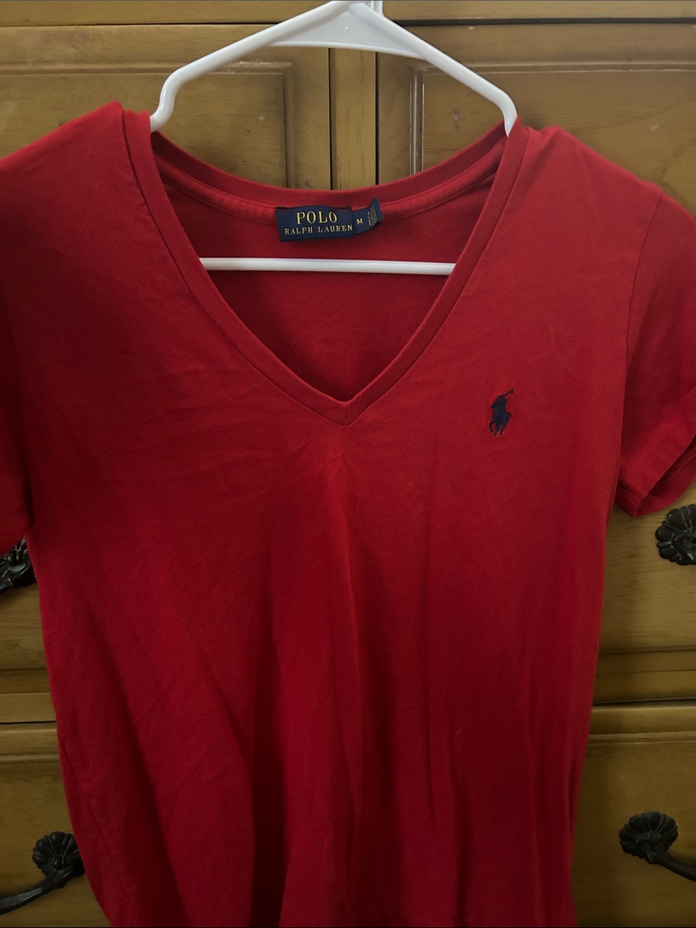 Polo by Ralph Lauren Red V-Neck Short Sleeve Tee with Navy Pony